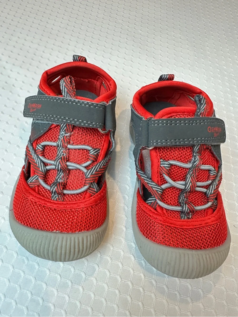 OshKosh B'gosh Red and Gray Mesh Hook-and-Loop Kids Sneakers